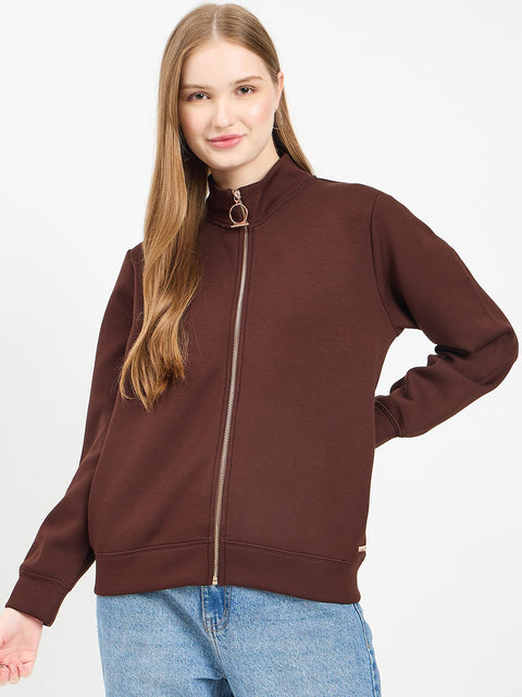 Madame Solid Dark Brown Sweat-Shirt