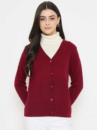 Madame Cable Knit Maroon Cardigan