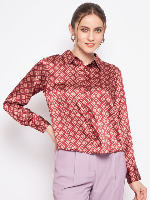 Madame Women Printed Rosewood Shirt
