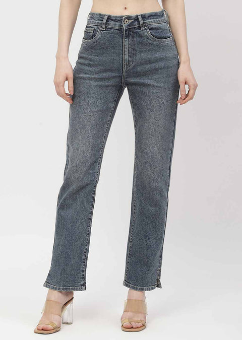 Madame Washed Blue Straight Fit Jeans