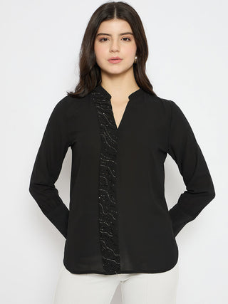 Madame Solid Black Shirt