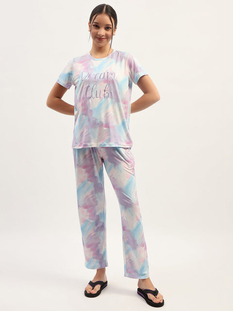 mSECRET Printed Mauve Nightsuit Set