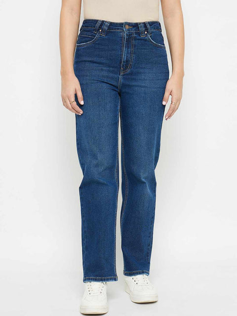 Madame Straight Fit Mid Blue Jeans