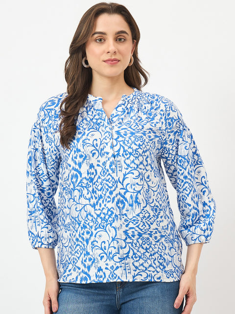 Madame Royal Blue Rayon-Blend Top