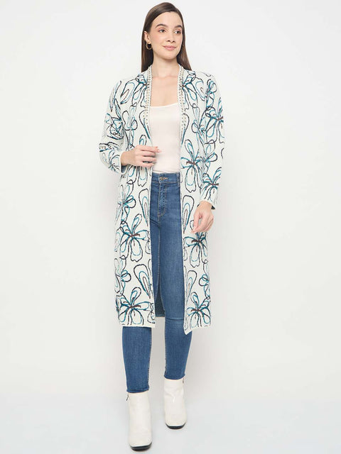 Madame Floral Print Multicolor Open Long Shrug