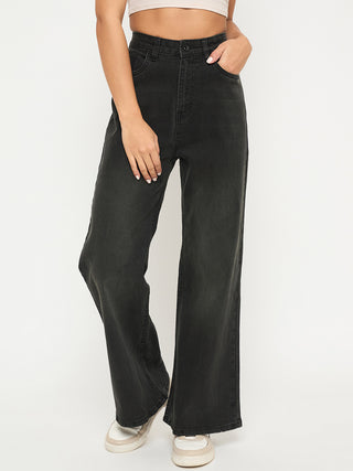 Madame Whiskered Charcoal Black Cotton Blend Jeans