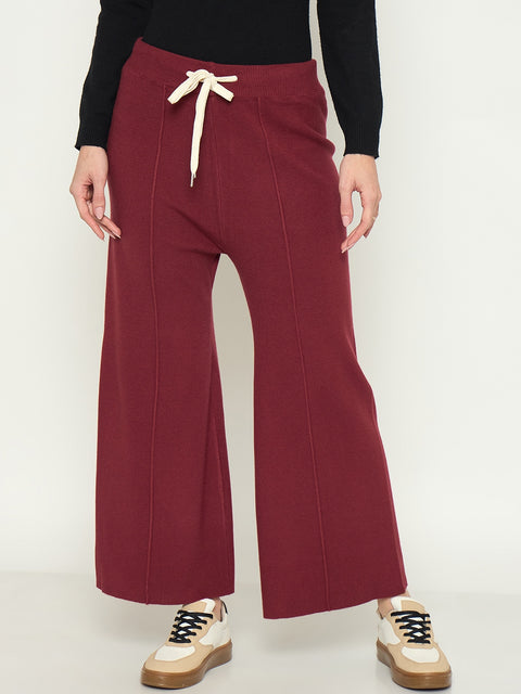 Madame Wine Colour Wide Leg Bottoms
