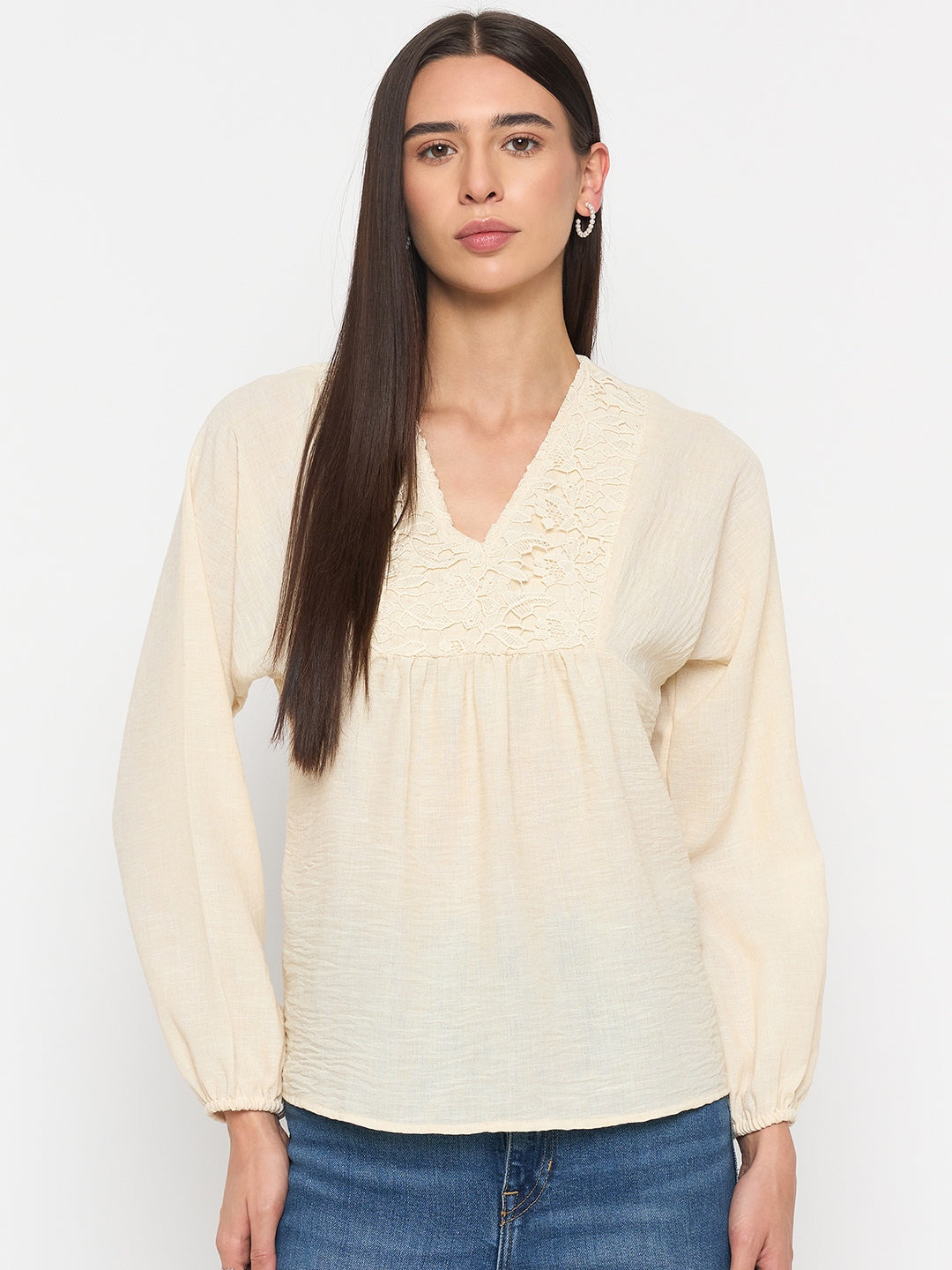 Madame Off-White Printed Top color swatch