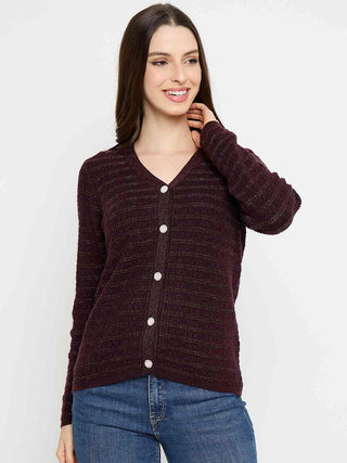 Madame Self Design Coffee Brown Cardigan