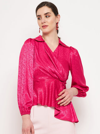 Madame Hot Pink Puff Sleeve Top