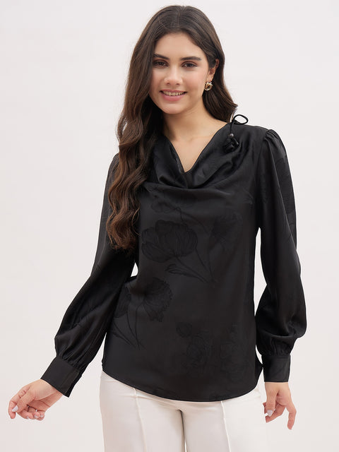 Madame Self Designed Satin Cowl Neck Top