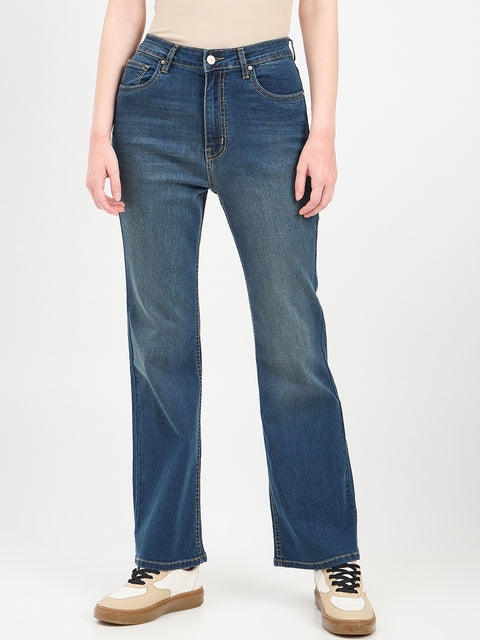 Madame Double Wash Whiskered Flared Denim Jeans