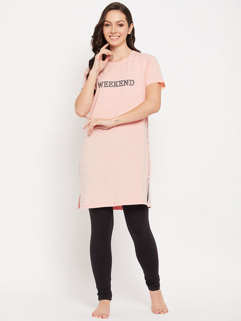 mSECRET Peach Cotton Typography 2 pc Nightsuit