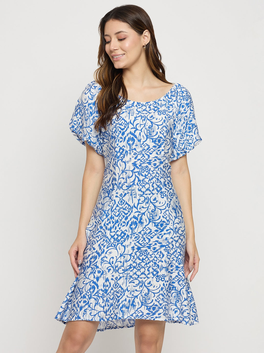 Madame Blue Rayon Blend Dress color swatch