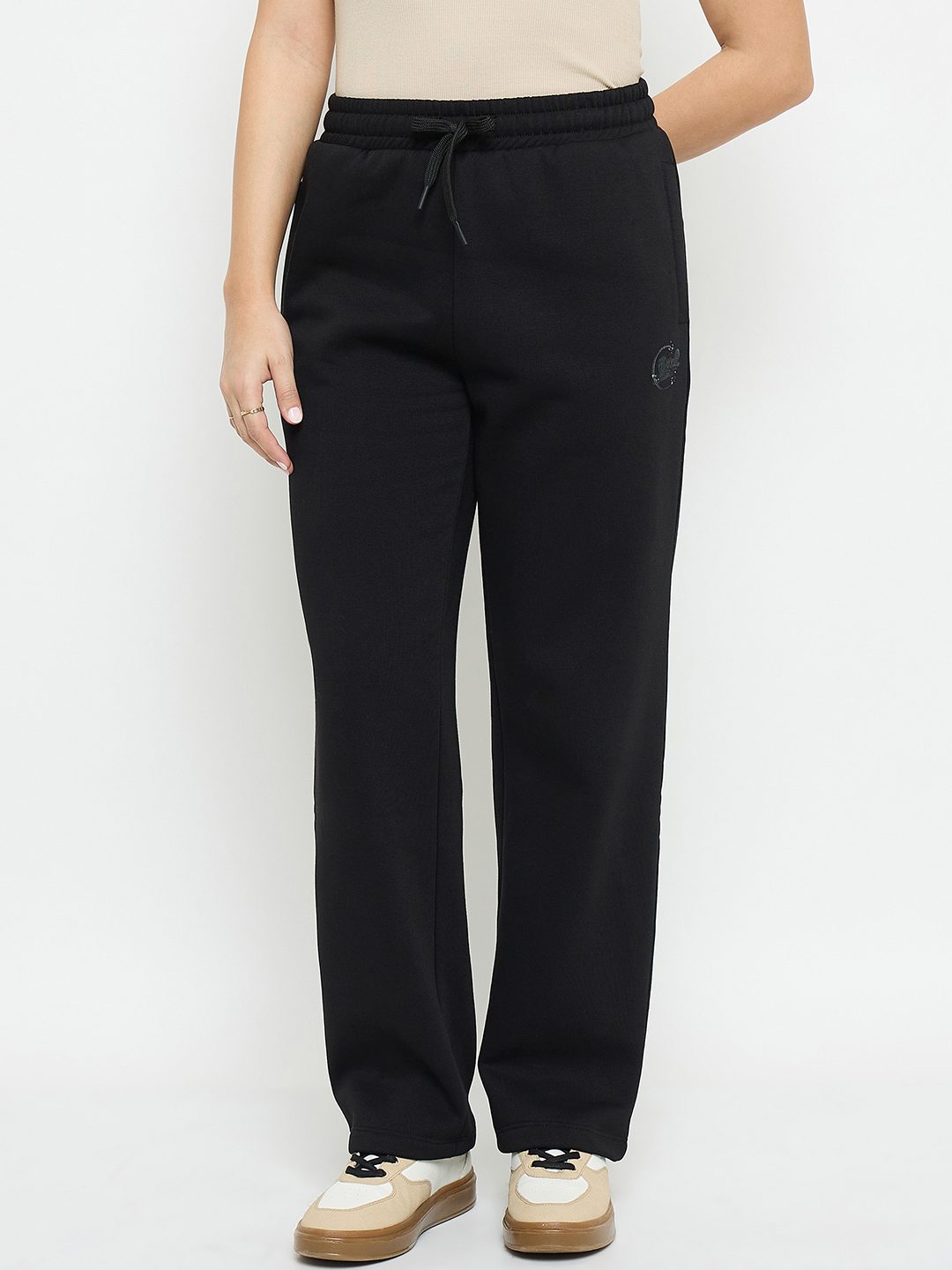 Madame Black Cotton Blend Track Bottoms color swatch