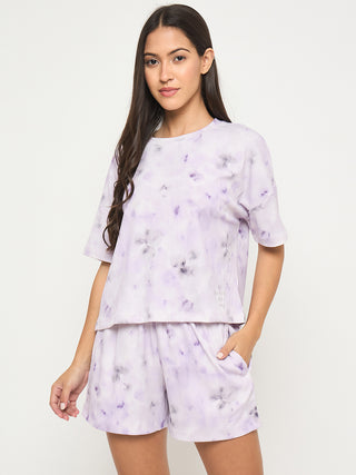 mSECRET Tie and Dye Top and Bottom Lavender Night Suit