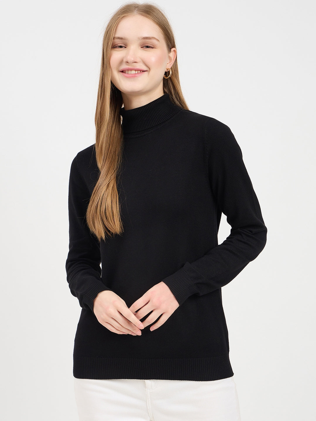 Madame High Neck Black Sweater color swatch