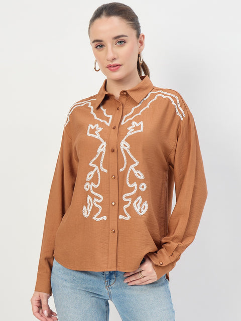 Madame Rust Embroidered Rayon Full Sleeve Shirt