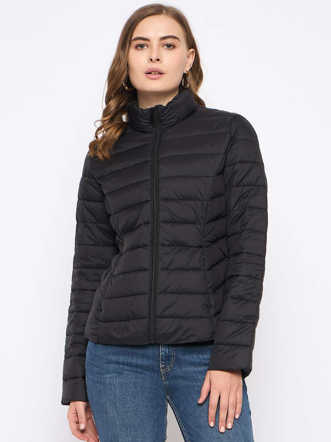 Madame Quilted Black Puffer Jacket color swatch