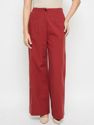 Madame Rosewood Red Wide Leg Trousers