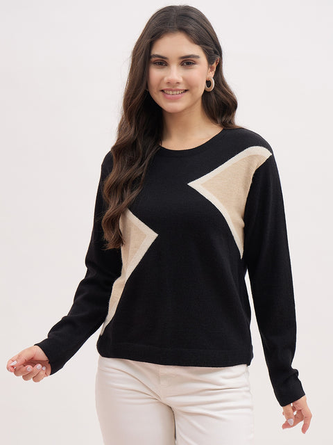 Madame Colourblock Black Knit Top