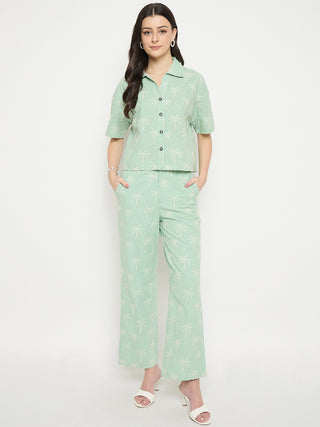 Madame Mint Cotton Co-ord Set with Printed Top