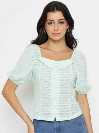 Madame Tie Detail Off Shoulder Turquoise Top
