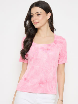 Madame Pink Tie Dye Round Neck T-Shirt