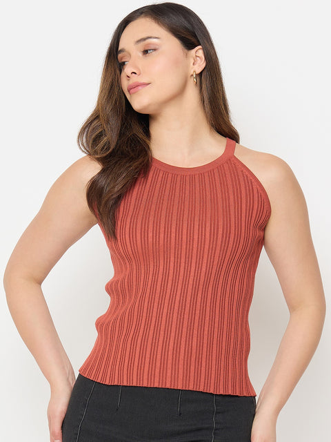 Madame Viscose Blend Halter Neck Knit Top