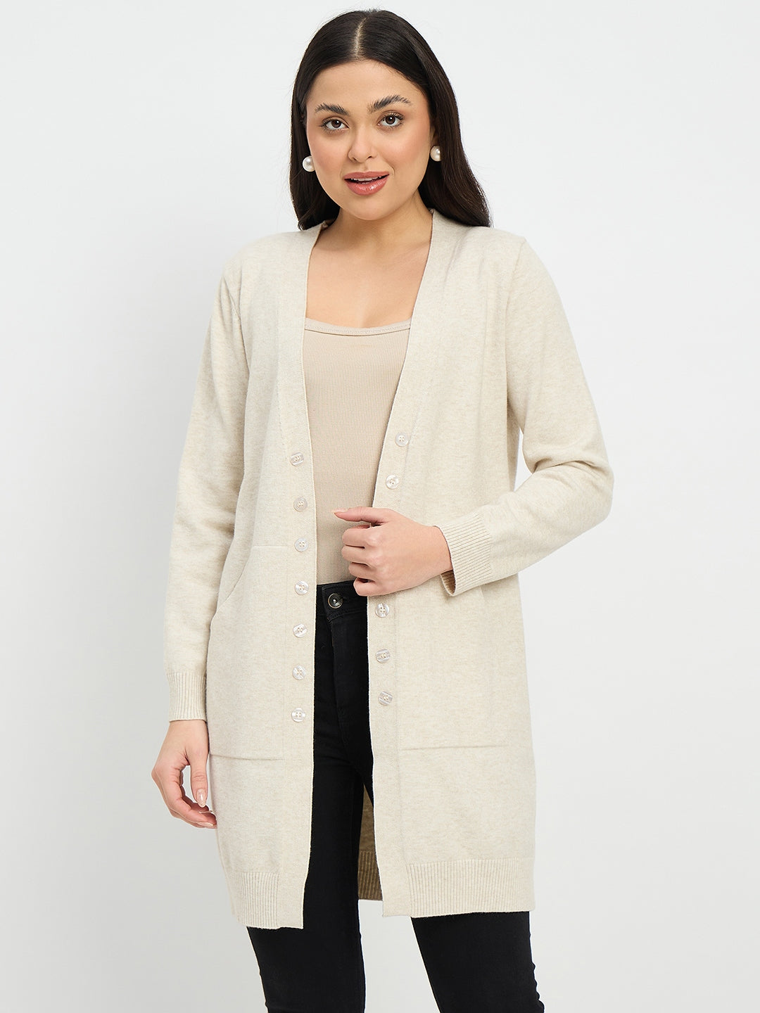 Madame Beige Knit Long Shrug color swatch