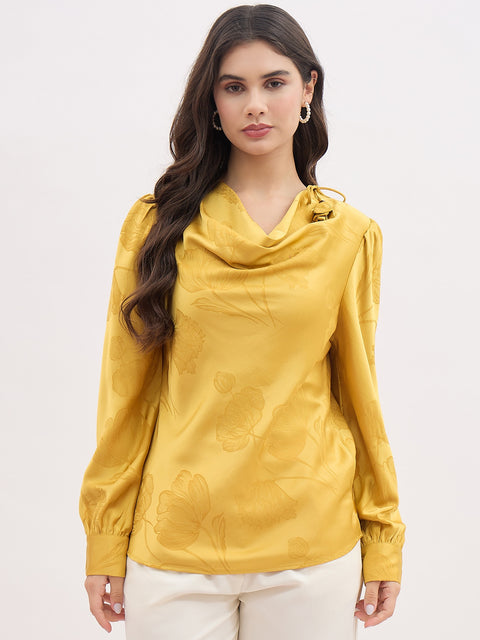 Madame Self Designed Cowl Neck Satin Top