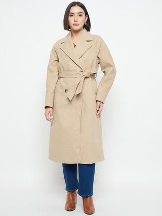 Madame Beige Belted Long Coat