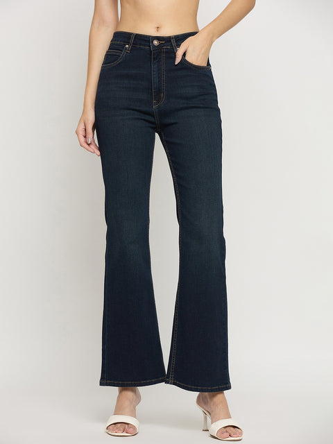 Madame Midnight Blue BCI Cotton Whiskered Flared Ankle Jeans