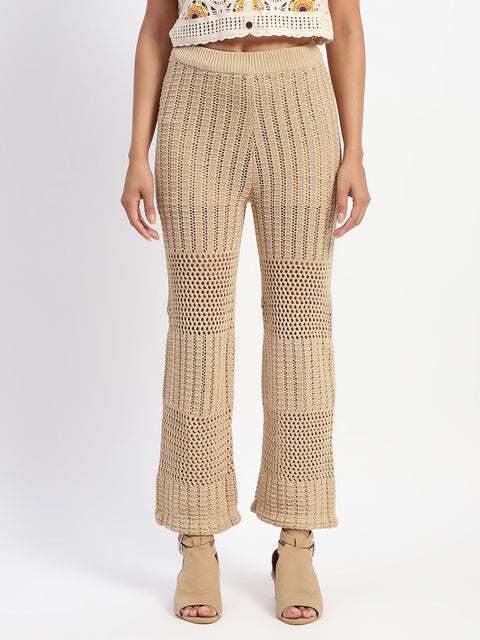 Madame Brown Cotton Crochet Palazzo