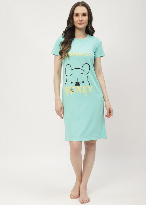 mSECRET Disney Pooh Printed Mint Green Nightdress
