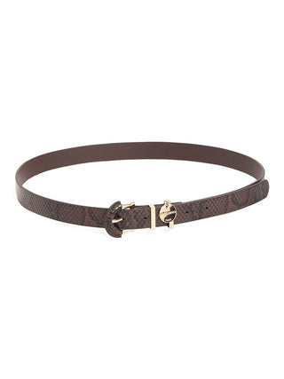 Madame Light Gold Buckle Textured Brown Belt