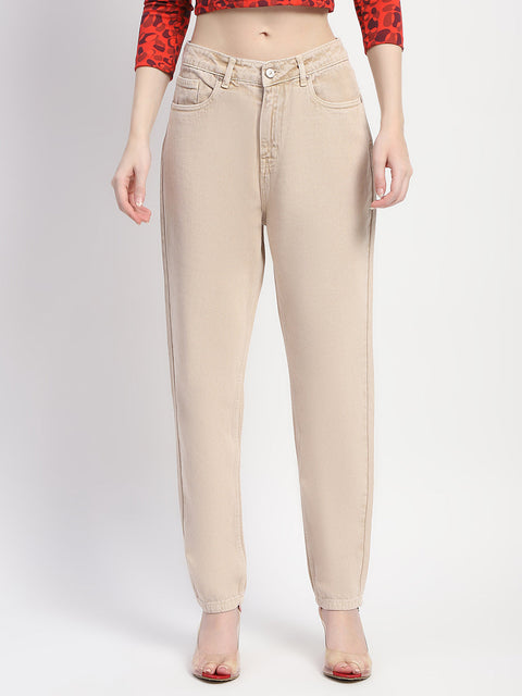 Madame Straight Fit Cotton Beige Denim