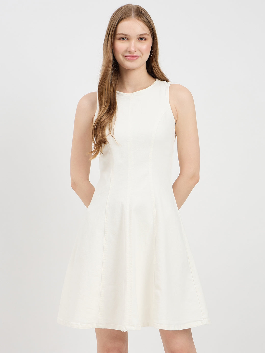 Madame Side Panel Cotton Denim Sheath Dress color swatch