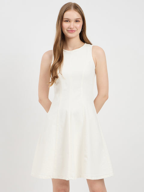 Madame Side Panel Cotton Denim Sheath Dress