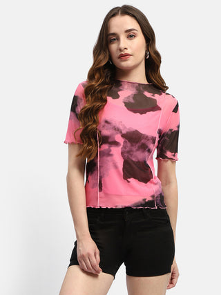 Madame Lettuce Hem Black Abstract Print T-Shirt