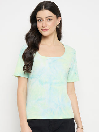 Madame Sea Green Tie Dye Round Neck T-Shirt