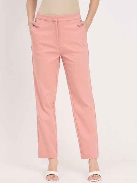 Madame Blush Cotton Blend Tapered Trousers