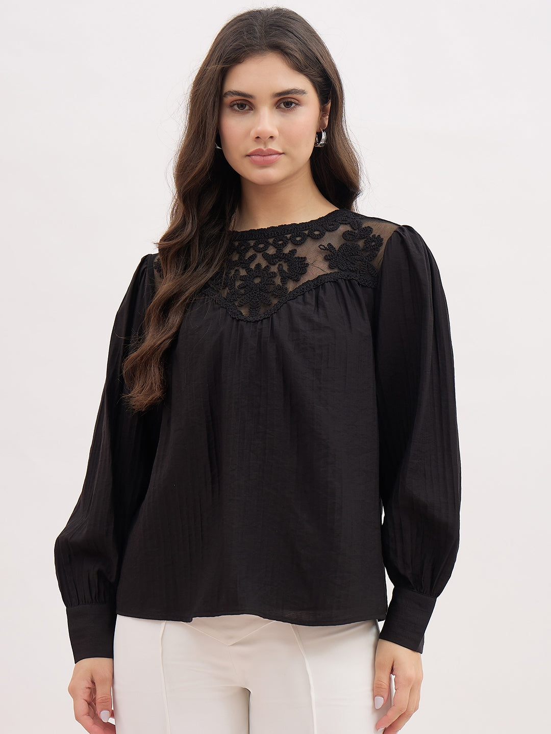 Madame Lace Detailing Rayon Blend Top color swatch