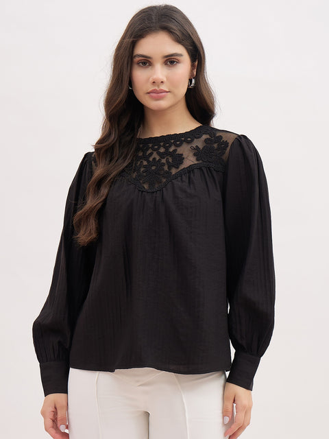 Madame Lace Detailing Rayon Blend Top