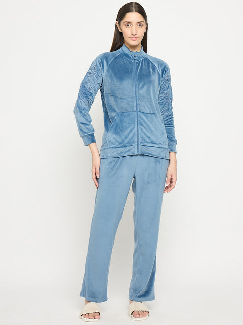 mSECRET Blue Mock Neck Night Suit