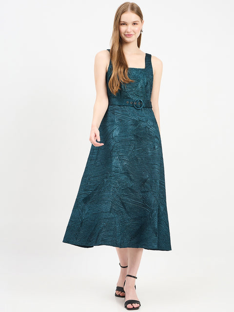 Madame Solid Teal Dress