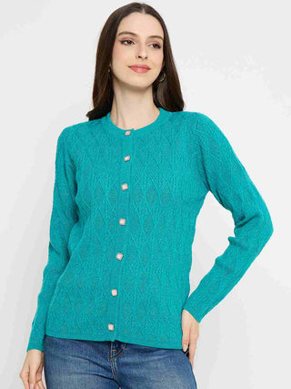 Madame Cable Knit Peacock Blue Cardigan