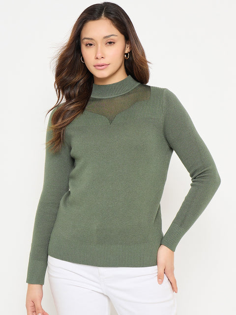 Madame Olive Green Mock Neck Sweater