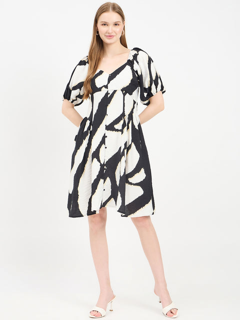 Madame Abstract Print Rayon Blend Midi Dress