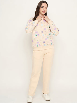 mSECRET Geometric Print Off White Nightsuit